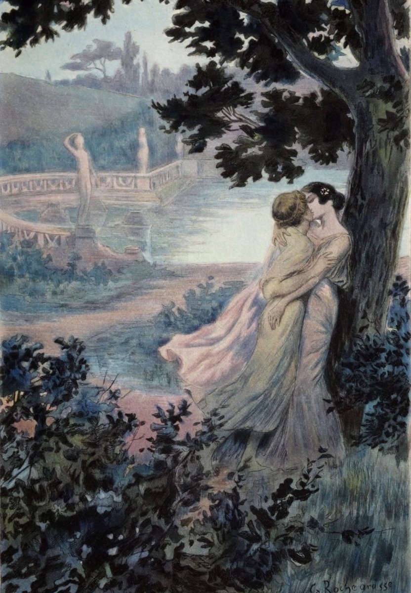 Two Women Kissing in Nature, b. 1859, by Georges Rochegrosse