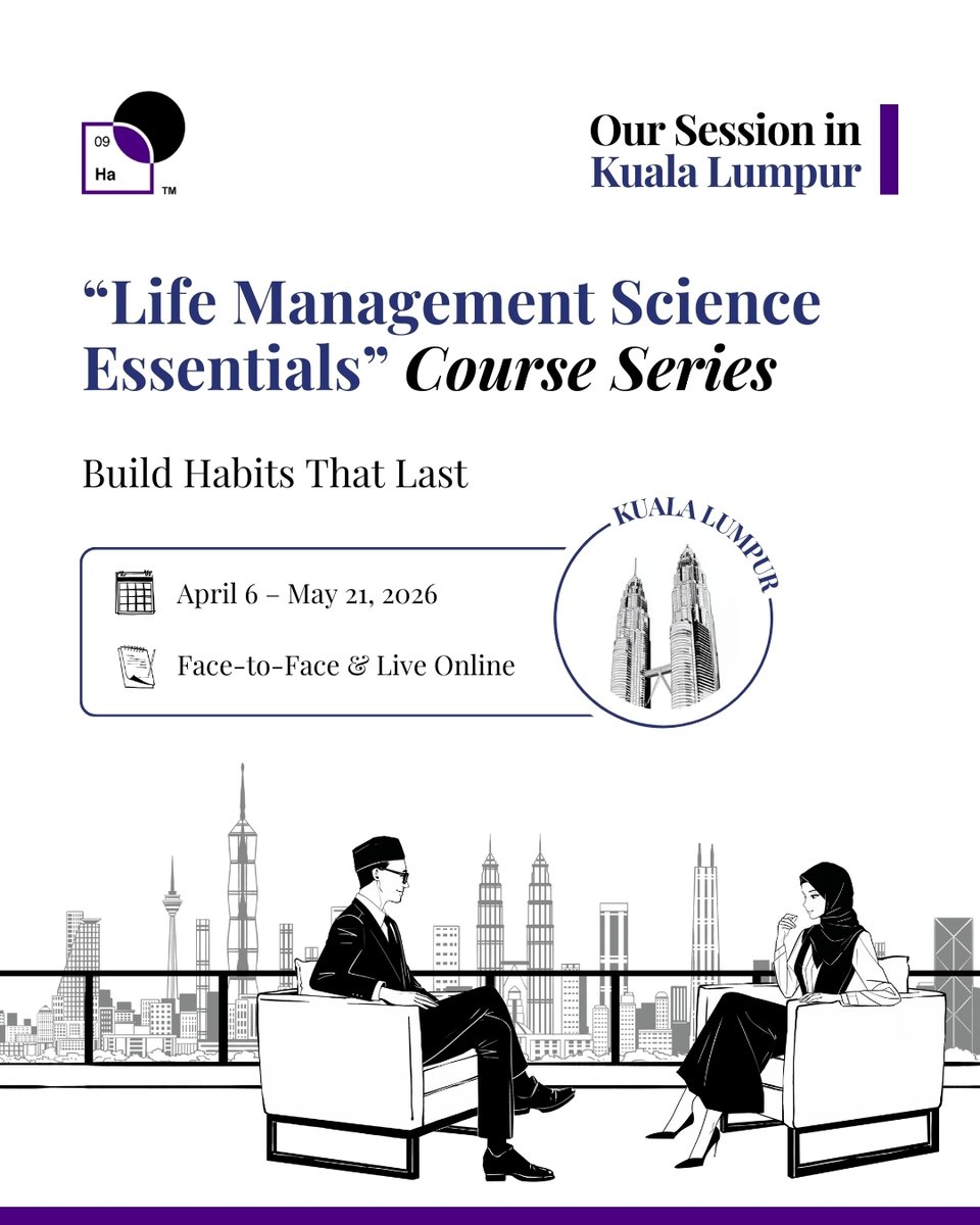 HaScienceLabs's tweet photo. Do your goals fade fast without a system? Find out in our "Life Management Science Essentials" Course Series session!

📍 Kuala Lumpur | 🗓️ Apr 6–May 21 | 💡 Face-to-Face &amp; Online
👉 Join Now: https://t.co/KyHSahhnRs
#LMSL #LifeManagementScienceLabs #LifeManagementScience https://t.co/3UEvOP9SYU
