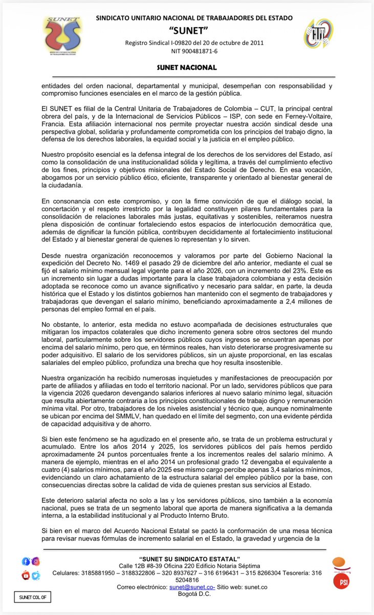 SUNET Bogotá tweet media