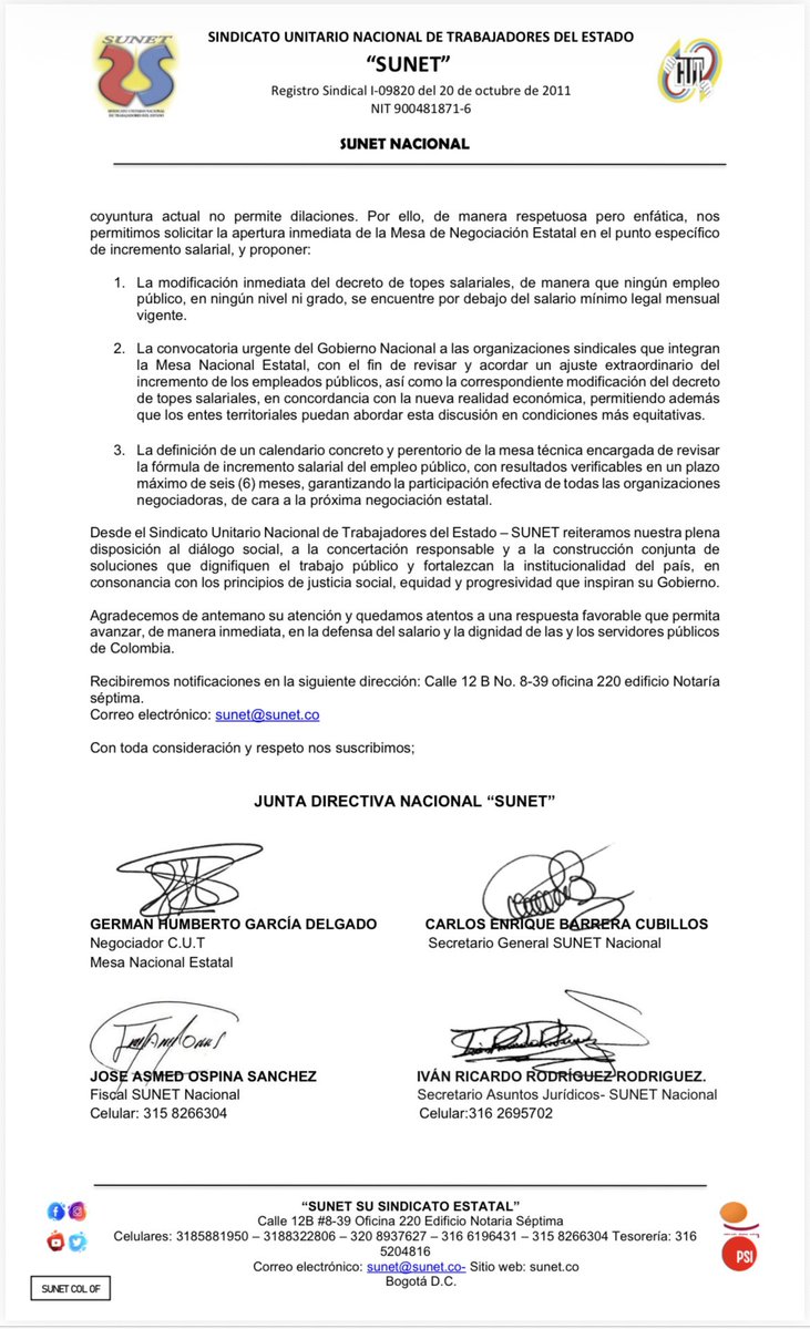 SUNET Bogotá tweet media