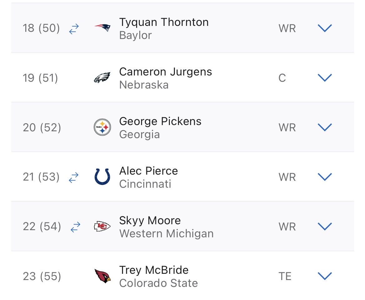 Chiefs7070's tweet photo. @OVOTopShotta We had pick 50. https://t.co/WFIJG0VL57