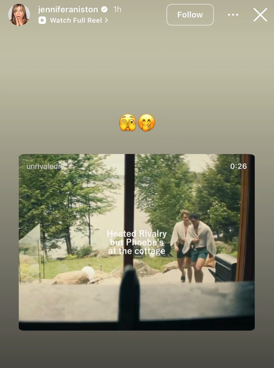 hudsonwupdates's tweet image. Jennifer Aniston shared a “Heated Rivalry” x “Friends” edit via Instagram Stories