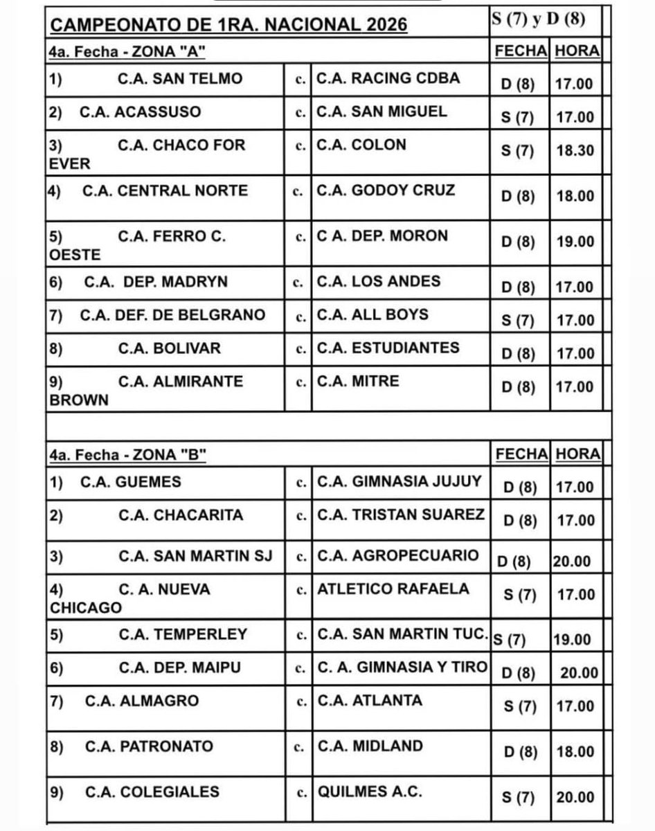 🔴⚫️#Colón | FIXTURE

👉 Cronograma de la fecha 4 de la #PrimeraNacional 

🆚️ #ChacoForEver
📅 Sábado 7/3
🕡 18:30hs 
🏟 Juan Alberto García

<a href="/lt9lider/">LT9 - La Nueva Nueve 🎙️</a> <a href="/Deporte_9/">Deporte 9</a>