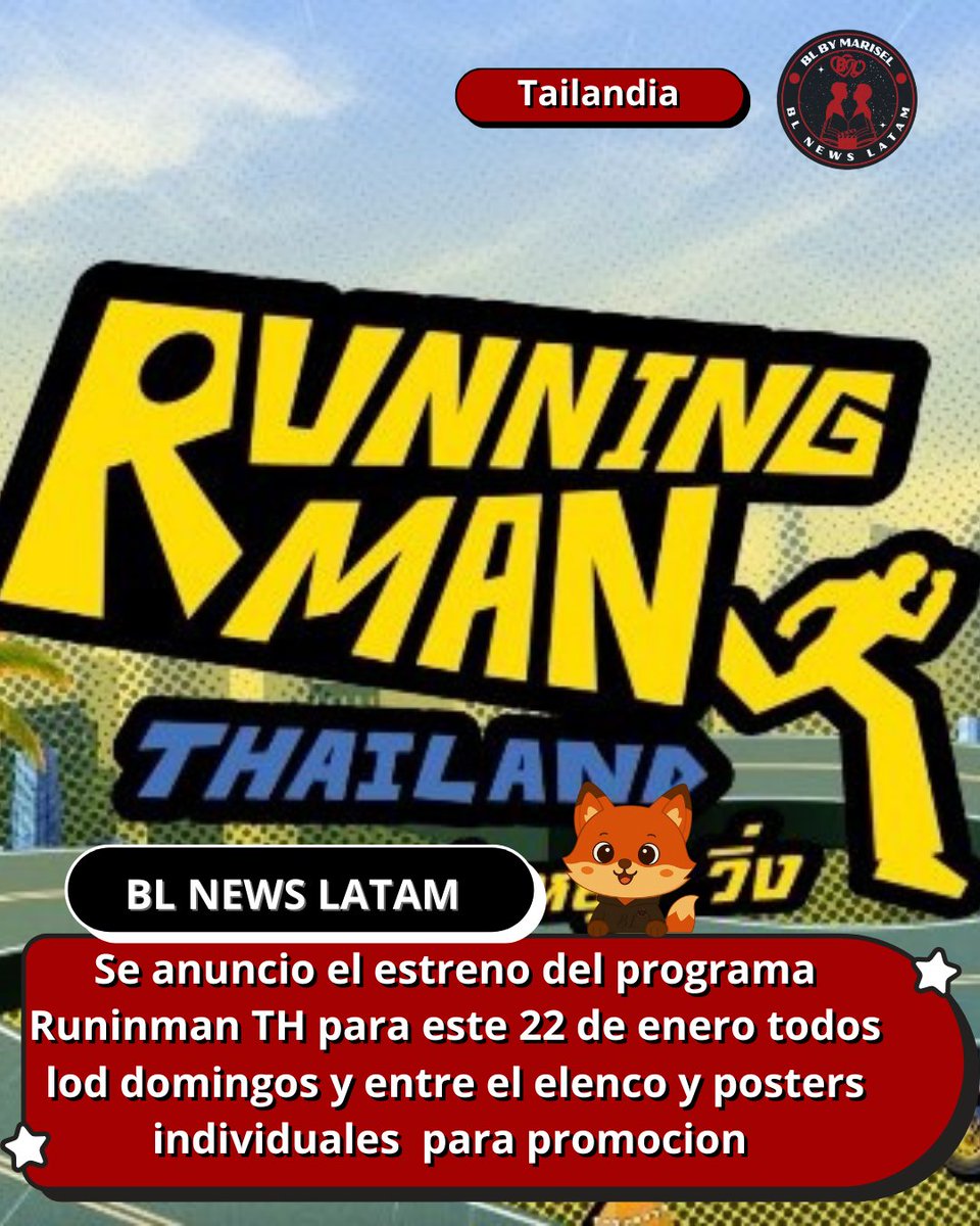 BLNEWSLATAM's tweet image. #RunningManTH #JeffSatur
#NuNew #DAOU #Tawan_V

🔥 ¡ESTRENO CONFIRMADO! Running Man Thailand llega este 22 de febrero 🏃‍♂️💨

¡Ya hay fecha! Running Man Thailand se estrena este 22 de febrero. Disfruta de Jeff Satur, NuNew, DAOU, Tawan_V, Phuak, Ink y Oat cada domingo.🏃🏻🔥