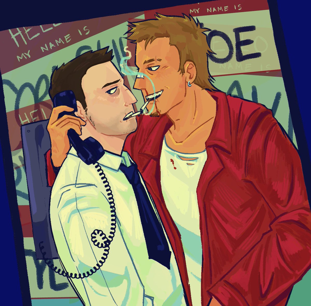f0x_wulf's tweet image. They’re fighting the club #fightclub #art