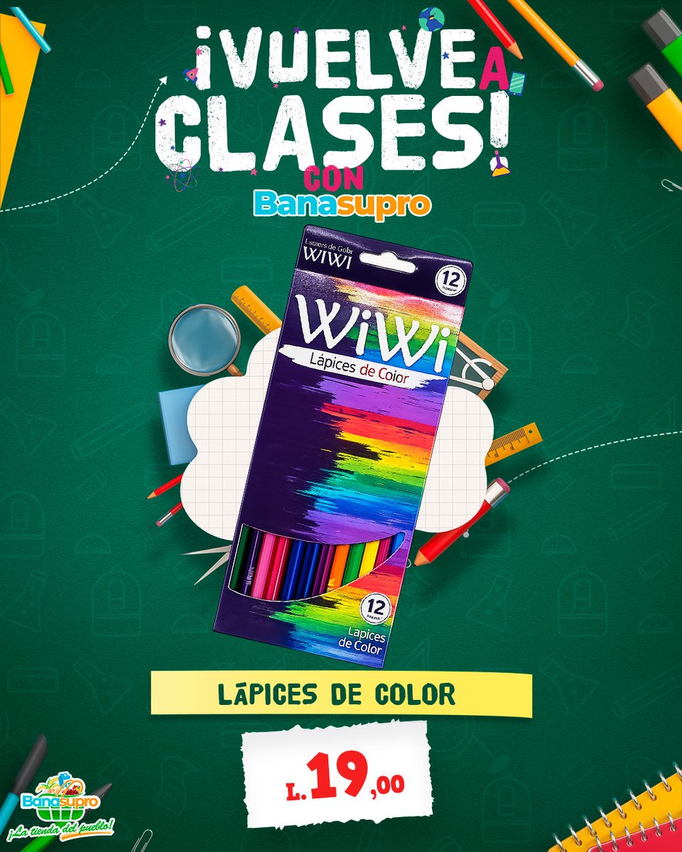 Que la creatividad de tus hijos no tenga límites este regreso a clases. 🖍️✨ Llévate los Lápices de Color WIWI (12 unidades) a un precio que te hará sonreír.

Precio: L. 19.00

Ideal para: Dibujos, proyectos escolares y mucha diversión.