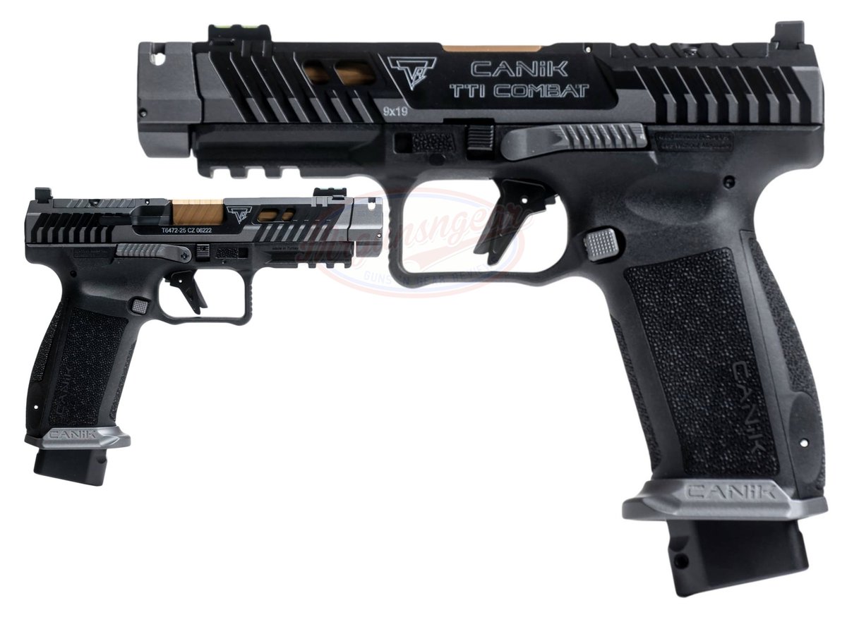 Mrgunsngear's tweet photo. Canik USA optics ready 21/18+1 TTI Combat Smoke with fiber optic sights, aluminum flat shoe, comped barrel, flared magwell, & holster for $778 (use email for price button) currently here: https://t.co/5ORIOe3bep   

Review is up (highly recommended) - cheapest I've seen this version 👊🏽🚬

#JohnWick #smoke #TTI #fast