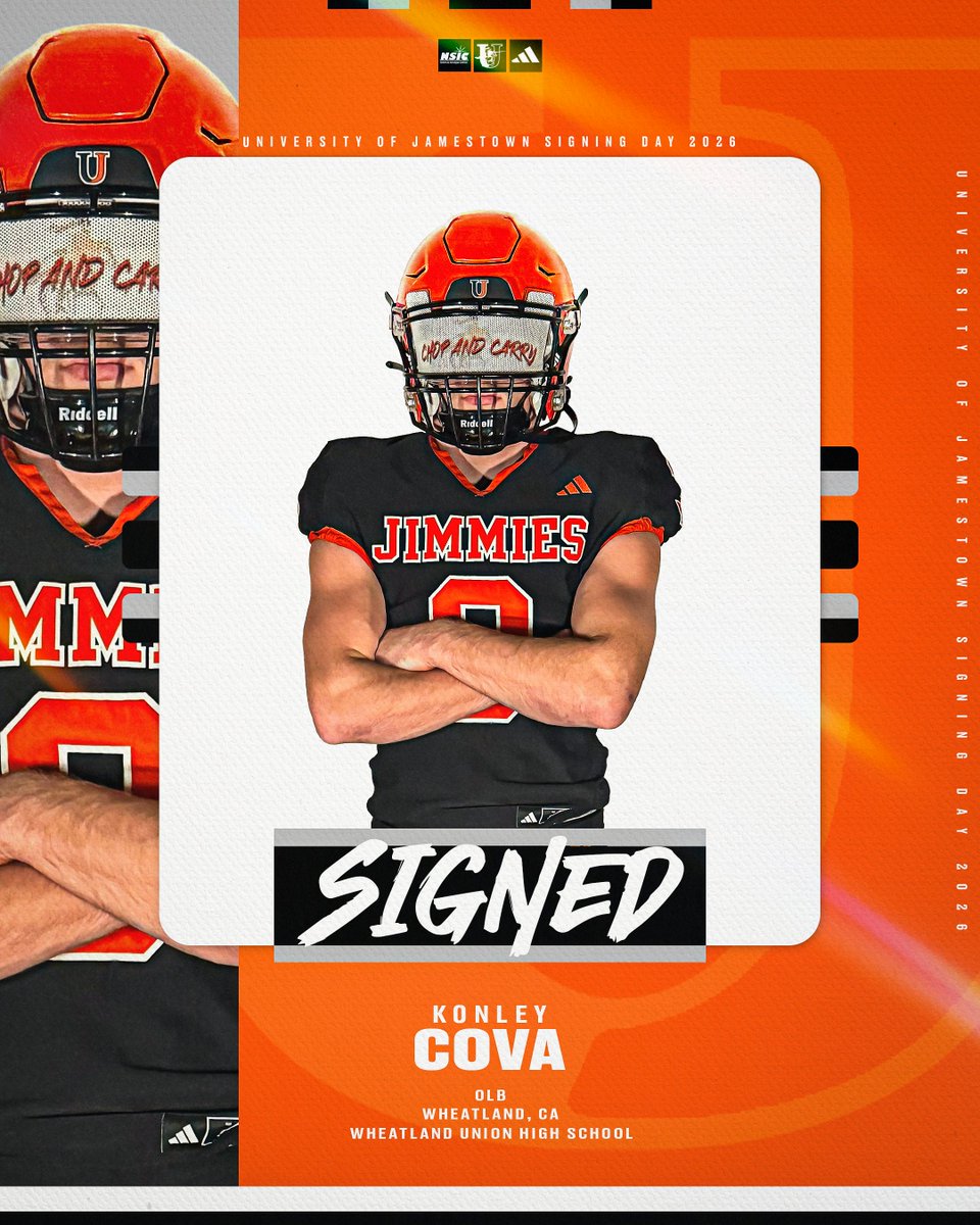 JimmieFootball's tweet photo. Welcome OLB @konleycova to the Jimmies‼️ 
🏫Wheatland Union High School - CA 

#ChopAndCarry | #JimmiePride | #NSD2026 https://t.co/ZMgjWAAKqS