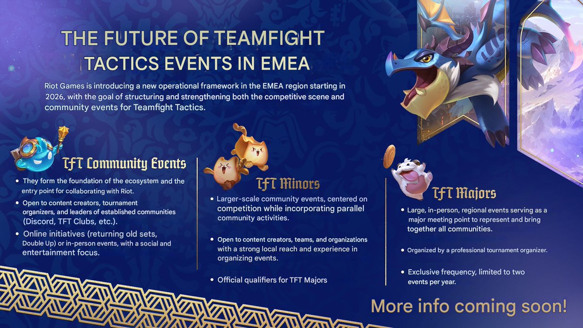 Something to get excited about for all EMEA players - more opportunities across the board to play competitively, and local meet ups for TFT fans!