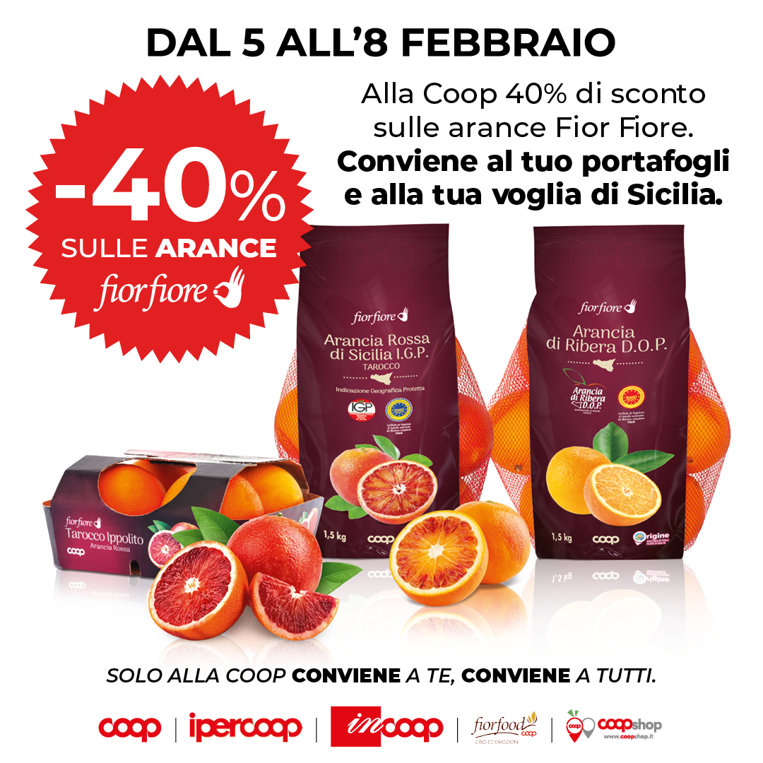 Voglia di Sicilia? 🍊 Questo fine settimana non serve il biglietto aereo!

Da domani all’8 febbraio, in tutti i punti vendita Coop c’è il 40% di sconto sulle arance Fior Fiore 👌

📍 novacoop.it/punti-vendita