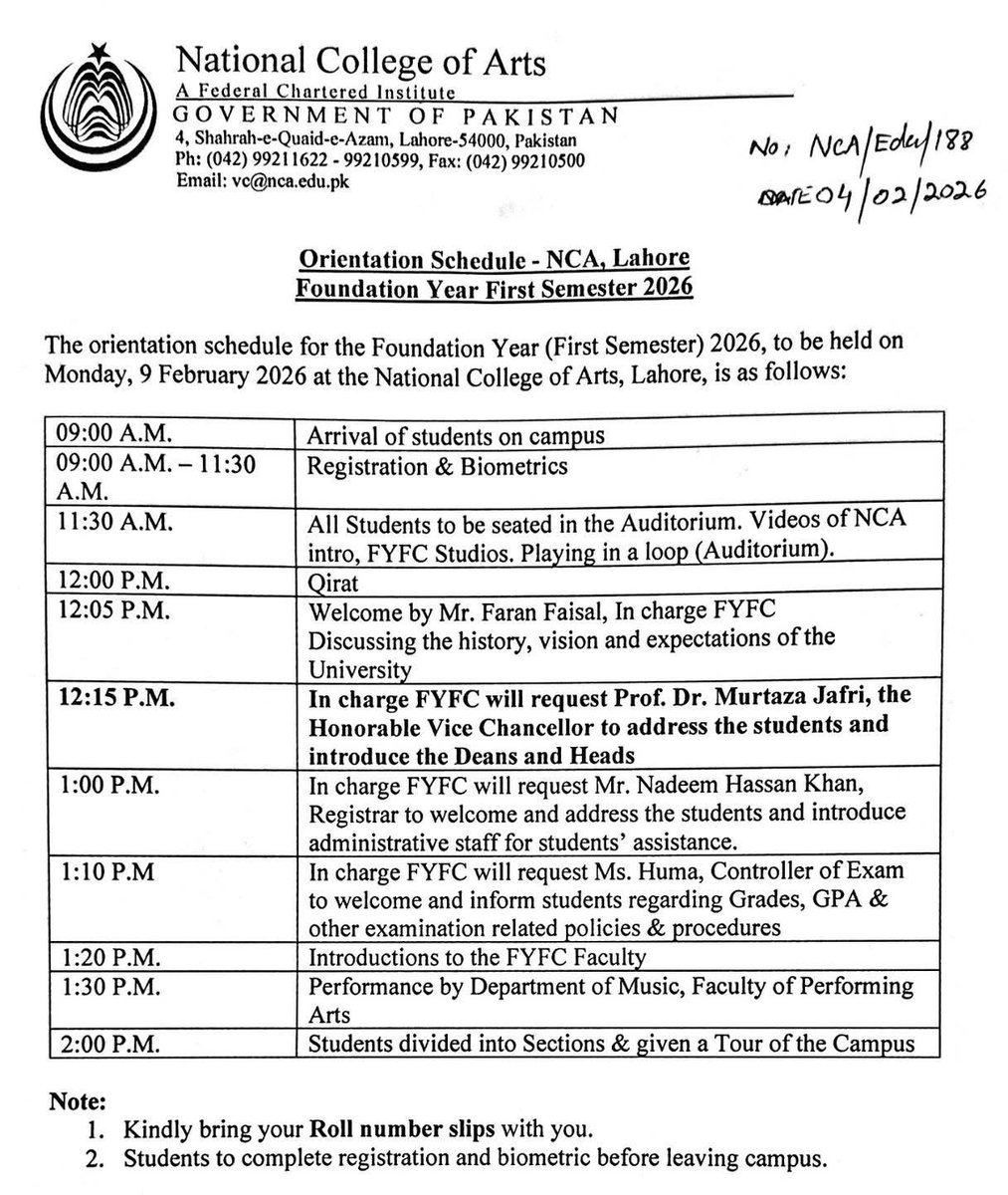 National College of Arts (NCA) tweet media