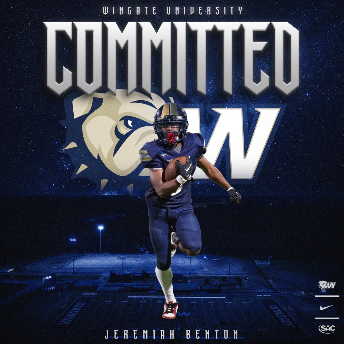 Blessed to announce my commitment to Wingate University. Can’t wait to get to work! <a href="/CoachUlassin/">Nick Ulassin</a> <a href="/Coach_Long51/">Michael Long</a> <a href="/RockJordan15/">Coach Jordan</a>