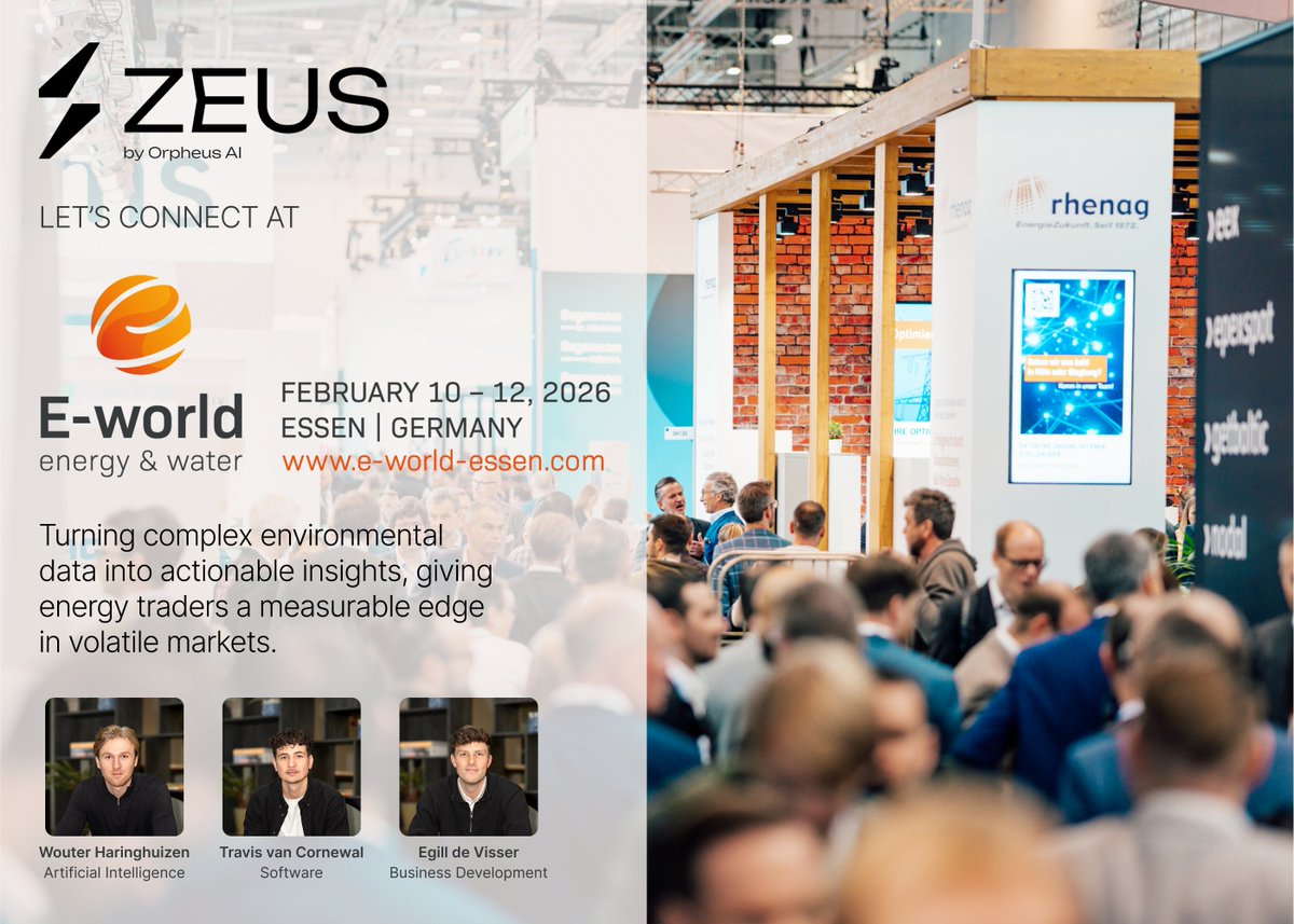 zeussubnet's tweet photo. We'll be attending E-World 2026 in Essen, Germany, on Wednesday, February 11th! ๐ฉ๐ช
There to talk with energy traders and stress-test what weโre building.
Letโs connect across the energy market. https://t.co/SOEUcpRr2g