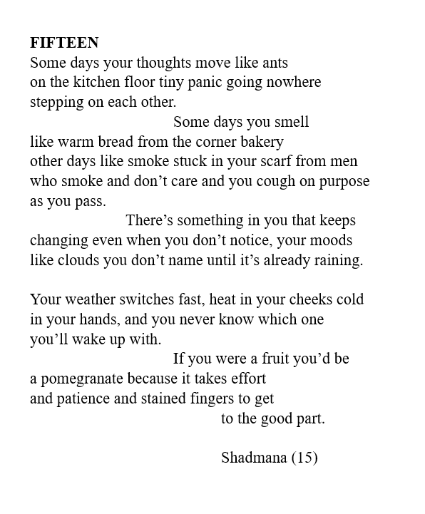 KateClanchy1's tweet image. Shadmana is an Afghan girl. Her life is unimaginably confined: she can't go to school, can't even leave the house alone. But in her poems, she's just a teenager.