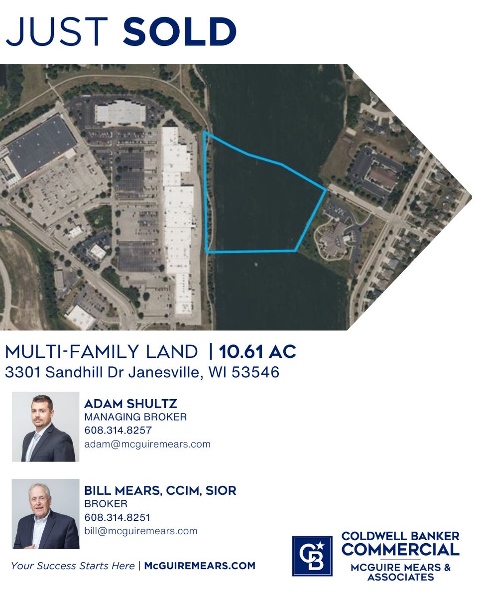 CBCmma's tweet image. This transaction highlights the continued demand for residential development in our area. Adam Shultz and Bill Mears represented both the buyer and the seller in this sale.
 #MultiFamily #LandDevelopment #RockCountyRealEstate #mcguiremearsassociates #coldwellbankercommercial