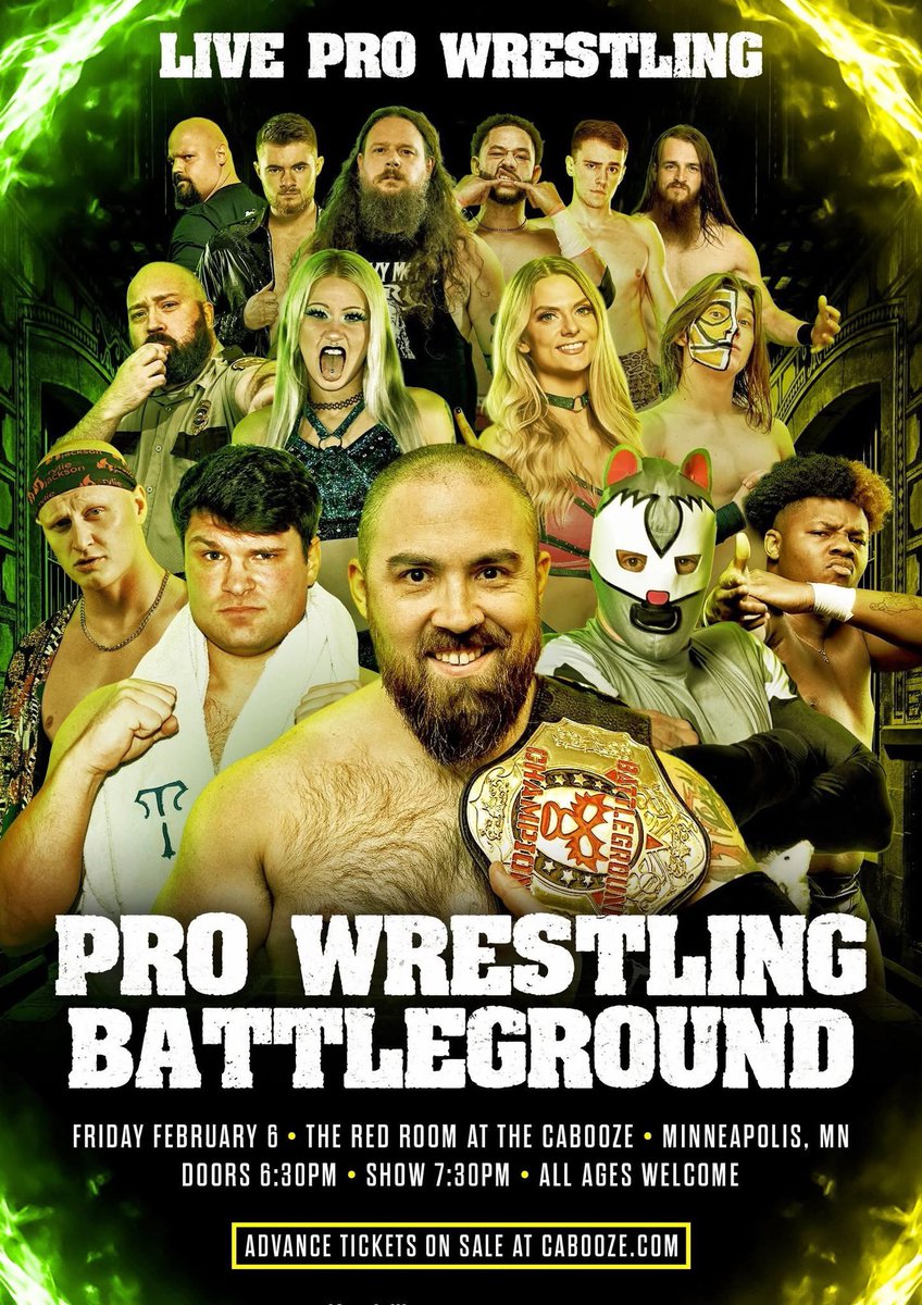 🚨This Friday🚨
Live <a href="/ProBattleground/">PWBattleground</a> 
🏠<a href="/caboozempls/">The Cabooze</a> Minneapolis MN.
🚪6:30pm 🔔7:30pm
Tag Team match Elijah &amp; Devo vs Shay &amp; Kyle, let’s say we ProDiesel and we’re gonna demolish everybody!
#theprorunstheshow #themissingpiece