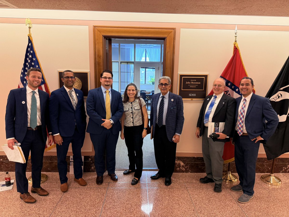 Bobby__Mathews's tweet photo. Arkansas in the news with Senator Boozman supporting the VA Medical Physicist Pay Cap Relief Act! Here’s our group visiting his office during AAPM Advocacy Day. What a great experience tagging along with this group to see Advocacy in action.

#MedicalPhysics #Advocacy #MedPhys https://t.co/QZGDBPjGin