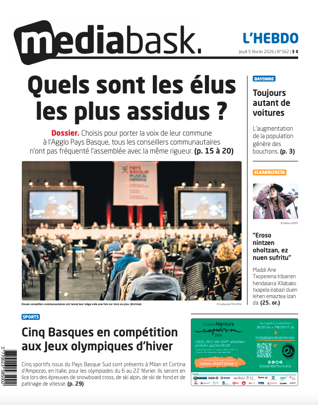 MediabaskInfo's tweet photo. Une de MEDIABASK l'HEBDO ce jeudi ⤵️
👉 [DOSSIER] Présence des élus au conseil communautaire : les chiffres
👉 Plus de voitures malgré des signes positifs
👉 [ELKARRIZKETA] Maddi Ane Txoperena irabazi berri duen finalaz mintzo
👉 Des Basques aux Jeux de Milan et Cortina d'Ampezzo https://t.co/BBMvc4f7zT