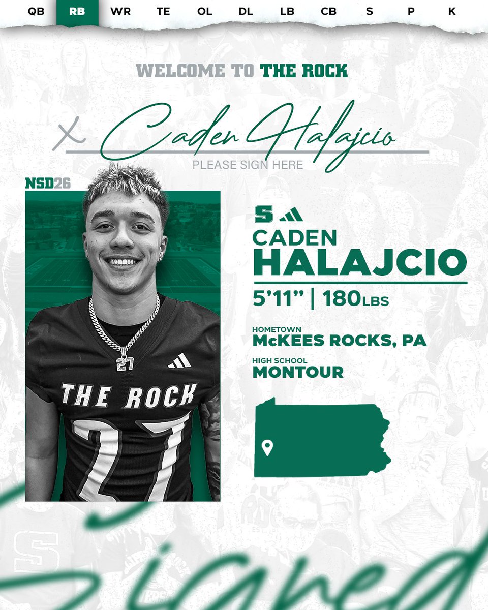 SRURockFB's tweet photo. Welcome to The Rock, Caden Halajcio!

Caden is a 3-time all-conference RB from McKees Rocks, PA. https://t.co/uVTAHk5ULi