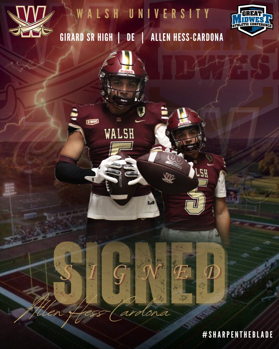 WalshUFootball's tweet image. Welcome to Canton, @realhesscardona 

🏠 Girard, OH
🏫 Girard HS
🏈 Defensive End

#SwordsUp⚔️ | #BurnTheShips