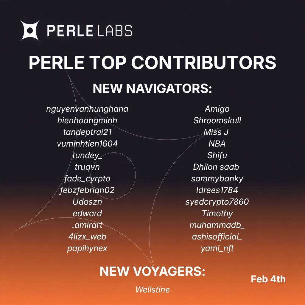 Role Promotions Update  <a href="/PerleLabs/">Perle Labs</a>  

Promoted from PERLE EXPLORER to PERLE NAVIGATOR

I am also doing my best 

My Friend Get <a href="/4LizX_Web/">4LizX (✱,✱)</a>  PERLE NAVIGATOR