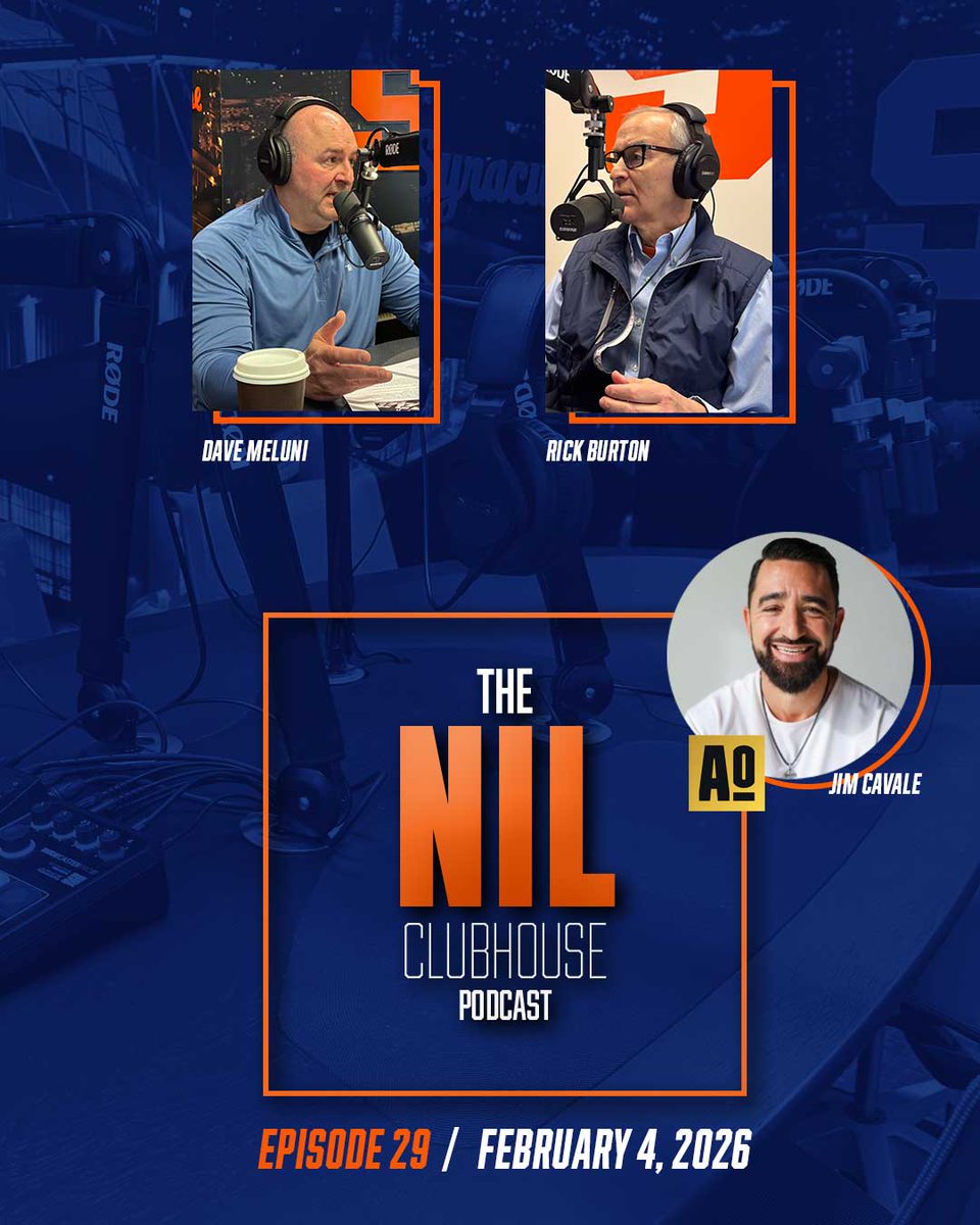 DaveMeluni's tweet photo. Happy February from the podcast studios at @SUFalkCollege. Rick and I are back for our newest episode of the NIL Clubhouse. Excited to share our incredible chat with @jimcavale of https://t.co/W32LO14Do7. This is a must listen.
@AthletesOrg @SUSportMgmt 

🔗 https://t.co/wHZRaUPQou