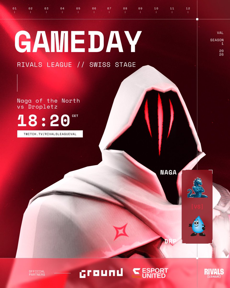 Today is Valorant match day!!

Naga of the North VS Dropletz
🎙️<a href="/EPerssons/">Erik 'Qwikk' Persson</a> <a href="/Pidde__/">Pidde</a> 

twitch.tv/rivalsleagueVAL

#RIVALSLEAGUE #RIVALSVAL