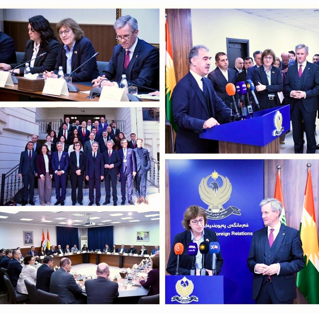 SafeenDizayee's tweet photo. Held a roundtable meeting with a German business delegation headed by Dr. Dorothea Schütz and attended by @GermanyInKRI. I presented an overview on the regional situation, highlighted the KRG’s vision for FDI and welcomed the delegation’s engagement and initiatives. https://t.co/w336bZ4uSS