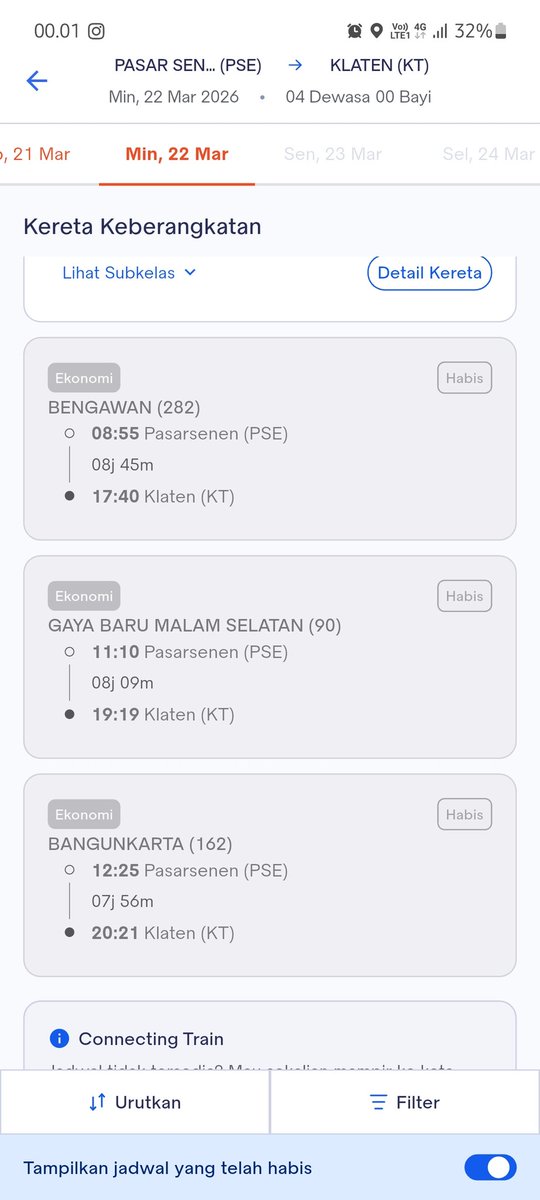 _____133_____'s tweet photo. Halo @KAI121 , ada permainan kah di internal? Masa baru keluar jadwal utk tanggal 22 Maret 2025 udah soldout aja Kereta Api Bengawan? Gila https://t.co/7AZHQQfAci