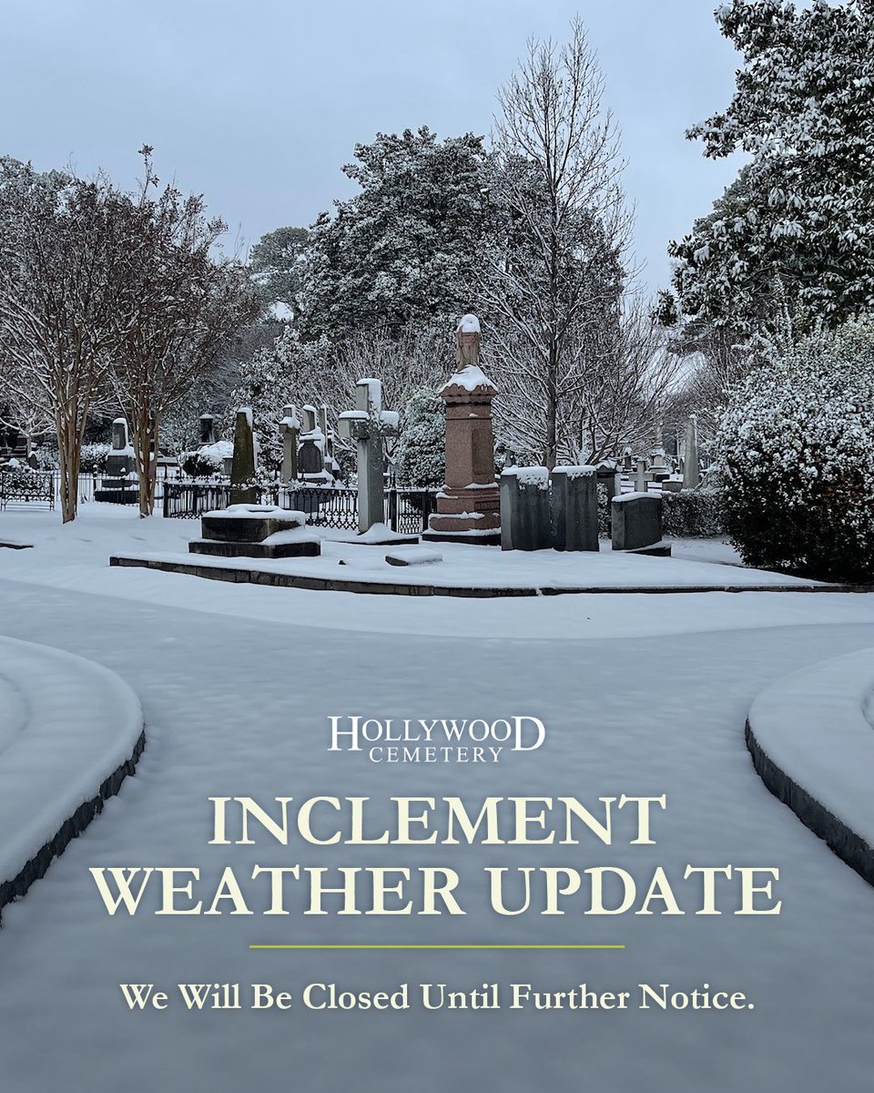 Due to inclement weather, our gates will be closed to the general public until further notice. Funeral services will proceed as scheduled. Our dedicated crew is working continuously to clear the grounds and ensure safe access.

We appreciate your patience during this time.