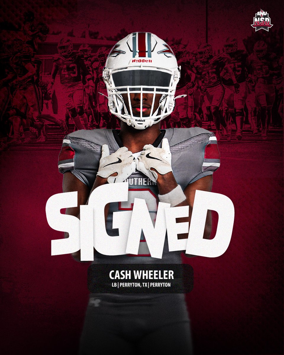 SNUFootball's tweet photo. Another anchor for our defense😤

Welcome to the Storm Family, @CashWheeler26!

#BoltsUp⚡️ https://t.co/BBPlSh6sSp