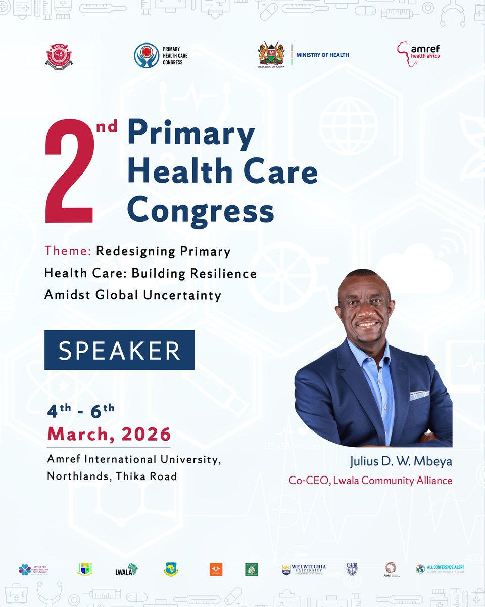 AmrefUniversity's tweet image. 🎤 Keynote Speaker Announcement
We are honoured to welcome one of our distinguished keynote speakers to the 2nd Primary Health Care Congress.
Join us as we reimagine Primary Health Care and build resilience amidst global uncertainty.
📍 AMIU | 📅 4–6 March 2026
#PHCCongress2026