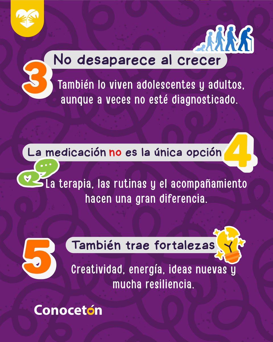 Hoy te compartimos 5 cosas que las personas con TDAH quieren que sepas, para romper mitos, generar empatía y construir una sociedad más informada e inclusiva.✨

Porque conocer es el primer paso para comprender 💜