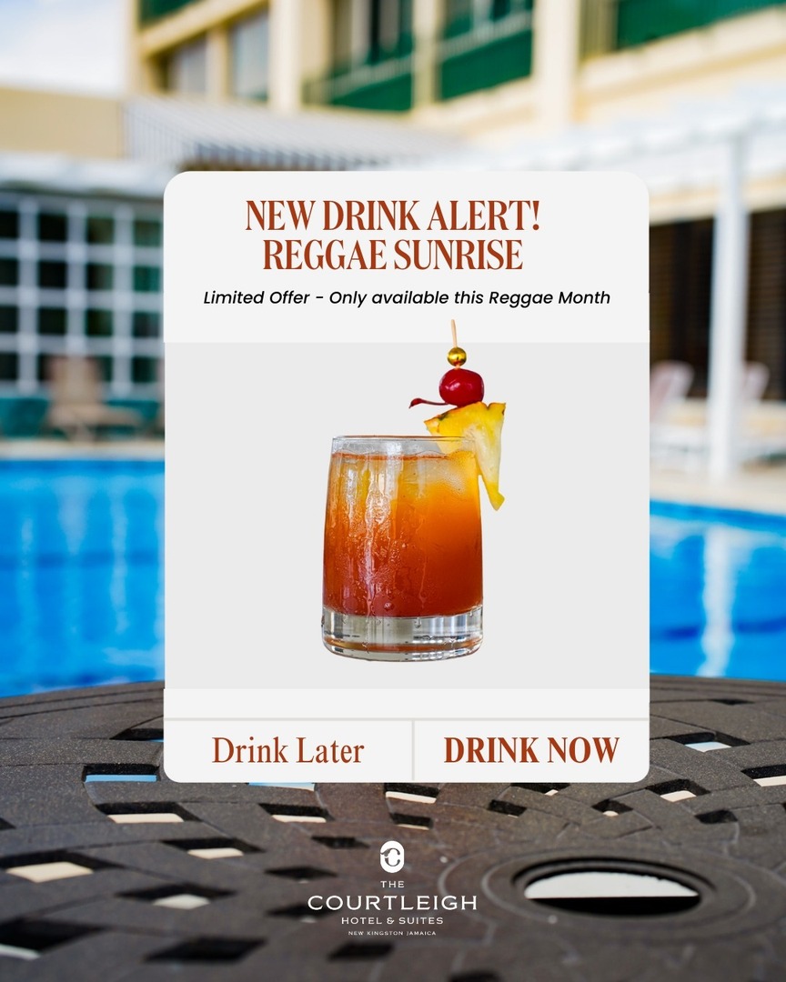 TheCourtleigh's tweet photo. New drink on the menu for Reggae Month. 🍹
Say hello to Reggae Sunrise, a limited-time cocktail now available at The Courtleigh Hotel &amp; Suites. 

Stop by and try it while it’s on the menu!

#ReggaeMonth https://t.co/cMnWIw5vVZ