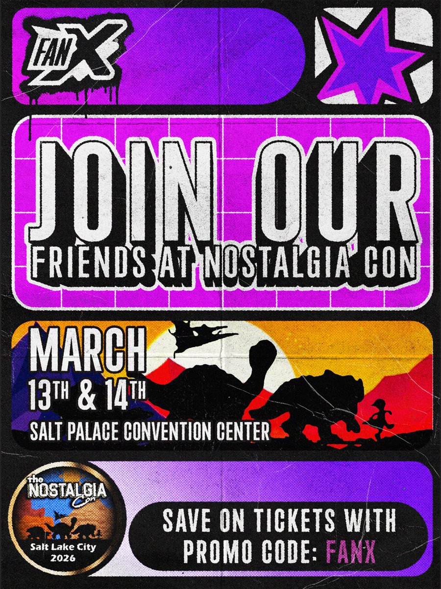 fanxsaltlake's tweet photo. ✨ Join our friends, Nostalgia Con, March 13-14, for the ultimate throwback weekend!

Save on your tickets today with promo code: FANX
🔗https://t.co/qWmhtjbsX8

Share the nostalgia with your kids! ✅ Kids 6 &amp; under are FREE every day! ✅ Kids 12 &amp; under are FREE on the last day! https://t.co/FT1alpe8Aq