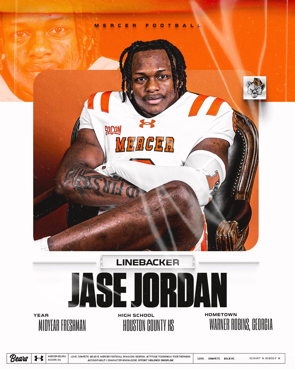 MercerFootball's tweet photo. Welcome Home Jase! 🙌

Welcome, @jasejordan11 

LB | 6-0 | 215
Warner Robins, GA
Houston County High

#ATTACK | #NSD26 https://t.co/wPRqBSqmqL