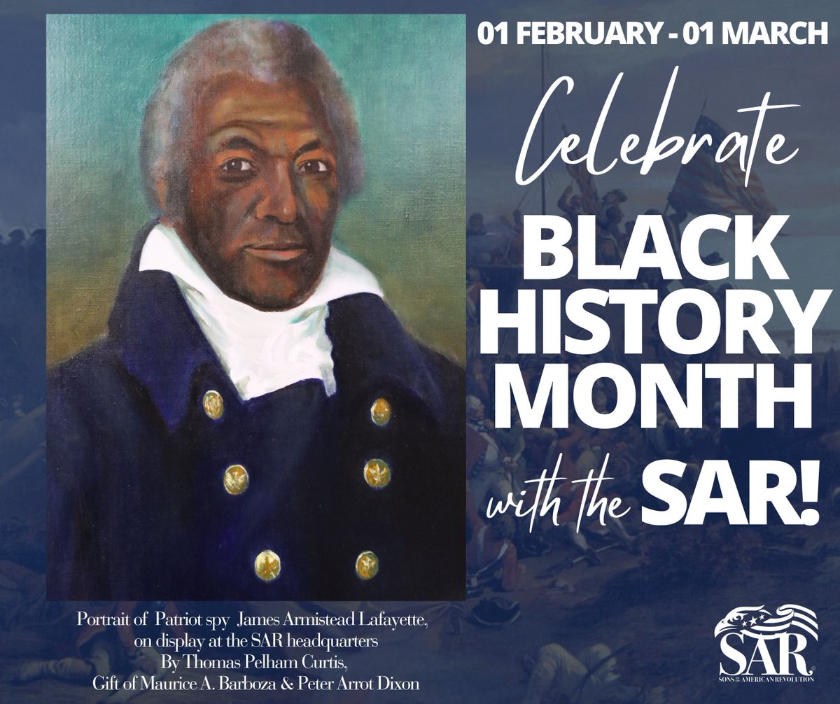 SarHeadquarters's tweet photo. Celebrating #BlackHistoryMonth!
This portrait of Patriot spy James Armistead Lafayette is on display at the SAR headquarters building! Learn more about his life and his service in this #KeyHoleToHistory!
🗝️ >>> https://t.co/cbD6xyRc8A https://t.co/NTgxZRx47N