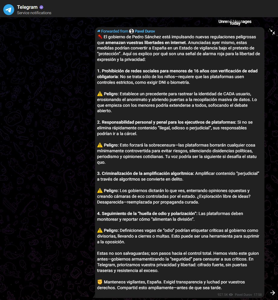 gone_rep's tweet photo. bro, que Telegram me avise de esto???? así está la cosa en España, yo en cuanto pueda me voy del país. https://t.co/pZF8scIXoO