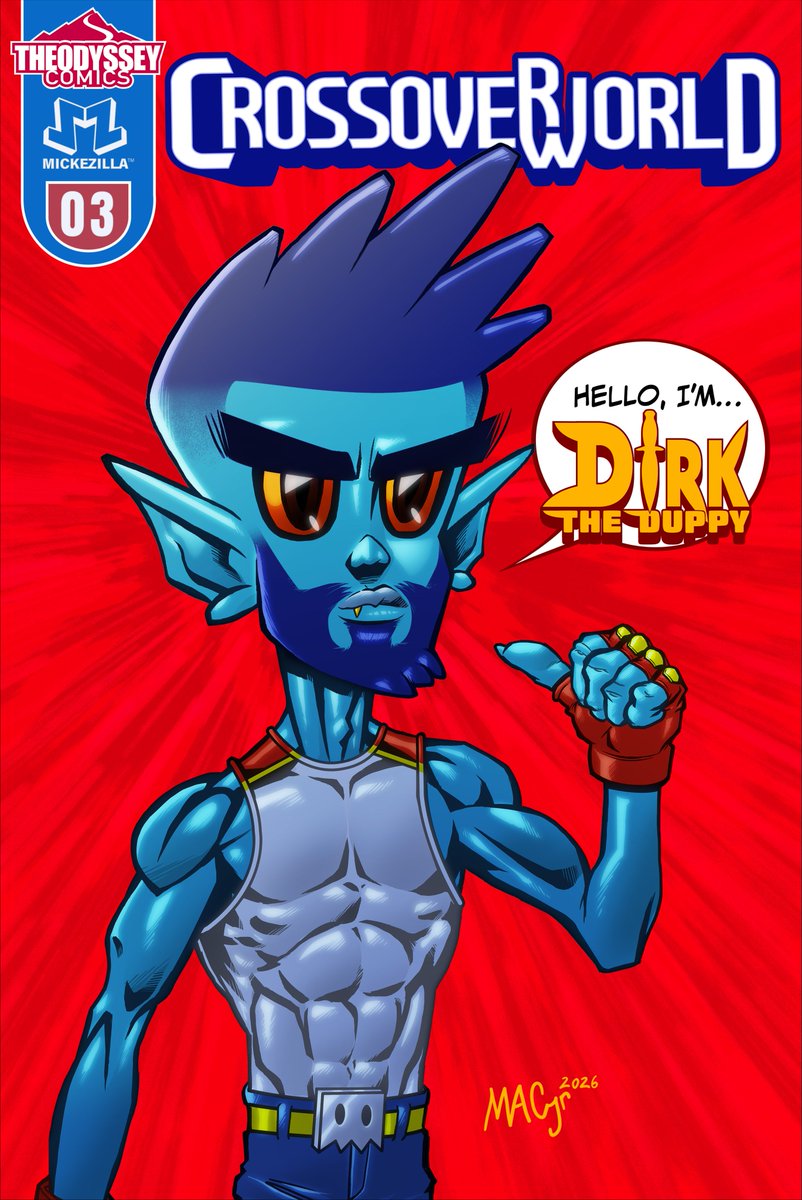 Mickezilla's tweet image. Started as a 100% digital Wacom sketch and it just took off. Turning this into cover art for the CrossoverWorld comic. Dirk with that intense “Hello, I’m Dirk the Duppy” energy. Sketch and inks coming soon.
#CrossoverWorld #DirkTheDuppy #ComicCover #DigitalArt #Wacom