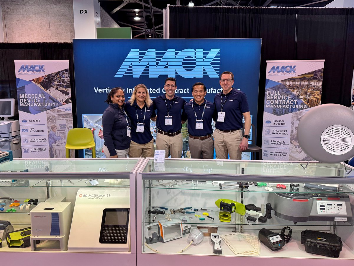 Mack_Molding's tweet photo. Our team is at #MDMWest! Visit Booth 1543 for full-service #ContractMFG, including #InjectionMolding, #Machining, #SheetMetal, #Finishing, #Painting, & #Assembly. Doors open at 10 a.m. PST — hope to see you there! #MedTech #LifeSciences #MedicalDevices #Robotics #MadeInUSA https://t.co/suHpsN2LAn
