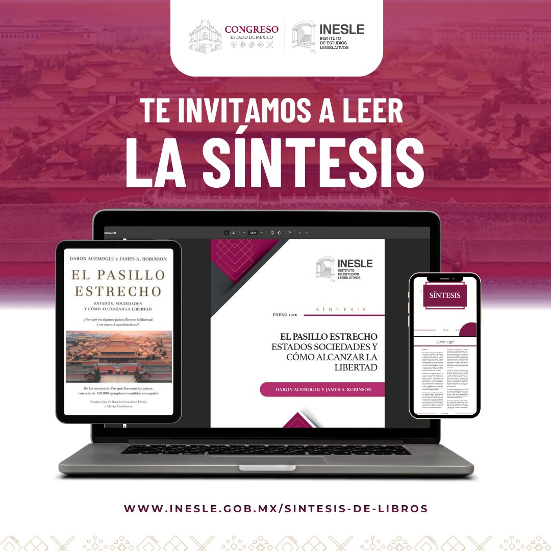 InesleMX's tweet photo. 📚✍🏼 Para Daron Acemoğlu y James A. Robinson, autores de El pasillo estrecho, la libertad solo puede florecer cuando hay un equilibrio dinámico entre un Estado y una sociedad igualmente fuertes. https://t.co/BBOhjuSVyq