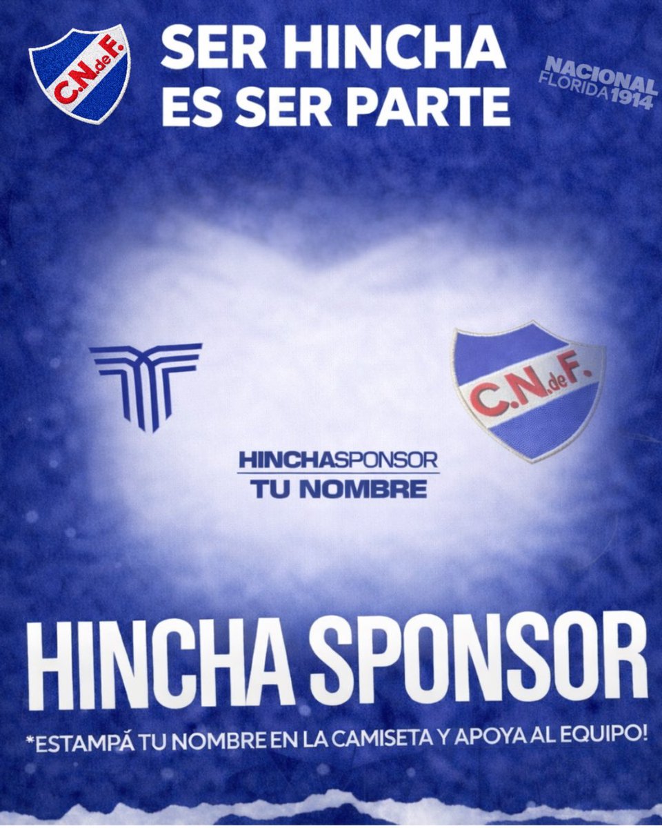 SER HINCHA ES SER PARTE ❤️🤍💙

Ser hincha no es solo alentar desde la tribuna.
Es comprometerse, acompañar y empujar todos juntos.

Sumate como HINCHA SPONSOR, estampá tu nombre en la camiseta y apoyá al club que llevás en el corazón

📲 Consultá por mensaje 099 740 725