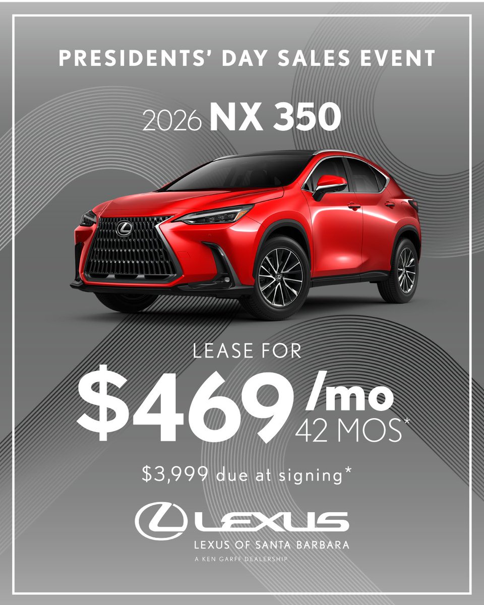 🚗✨ Drive into the future with the 2026 NX 350! Just $469/month for 42 months, plus $3,999 due at signing. Don't miss out! 

Shop Now: ow.ly/cRbZ50Y8T7Z