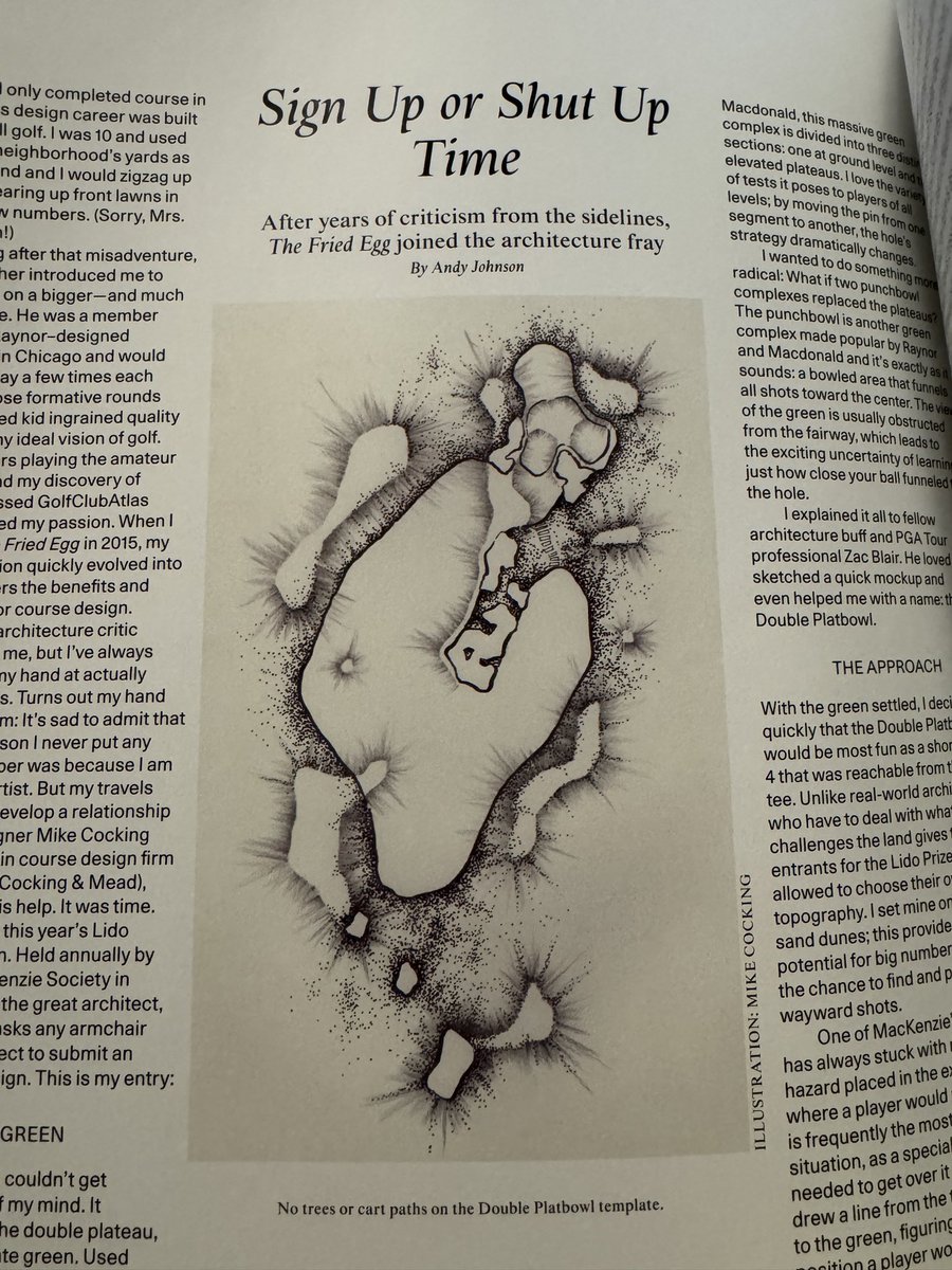 Hey <a href="/fried_egg_golf/">Fried Egg Golf</a> - going through old <a href="/GolfersJournal/">The Golfer's Journal</a>’s this morning and came across your Lido design sub. Reminds me of a hole you just released a video on haha