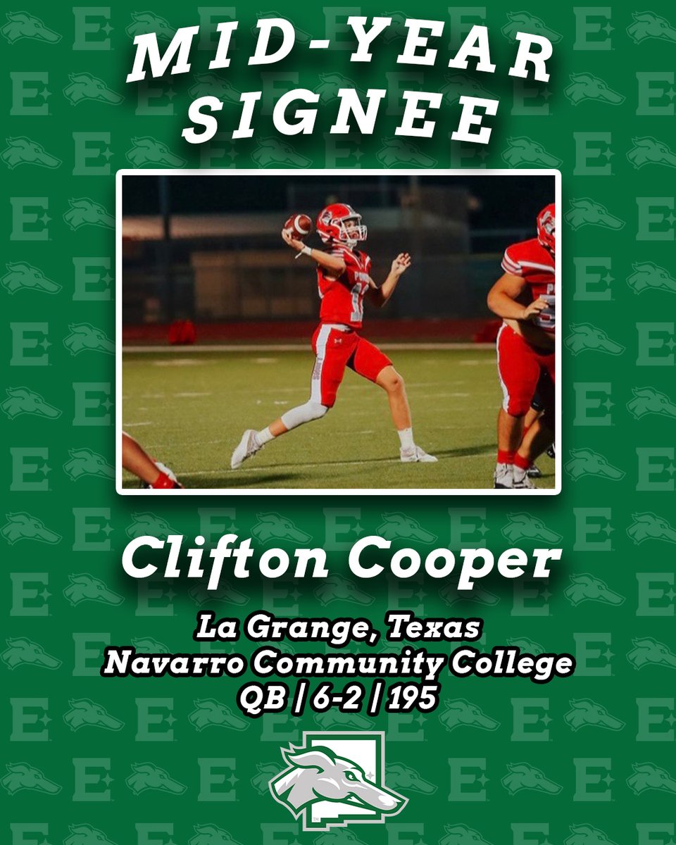 ENMUFootball's tweet photo. 🚨𝙈𝙄𝘿𝙔𝙀𝘼𝙍 𝘼𝘿𝘿𝙄𝙏𝙄𝙊𝙉🚨

Clifton Cooper | QB | 6-2 | 195

Welcome to Eastern New Mexico!

#ReignForever #ALLIN #ENMU https://t.co/F4UzXTCqzU