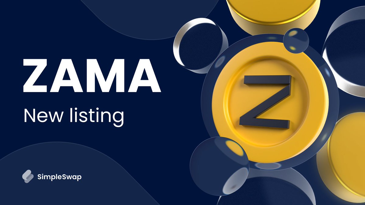 SimpleSwap_io's tweet photo. 🔥 $ZAMA is now live on SimpleSwap

The new hype token that’s already making noise is now available for swap.

We keep expanding our asset list because we know what the market needs, so you can access emerging tokens without friction.

No waiting. Make your move today with 2,800+ assets: https://t.co/JnW9BlDT1X