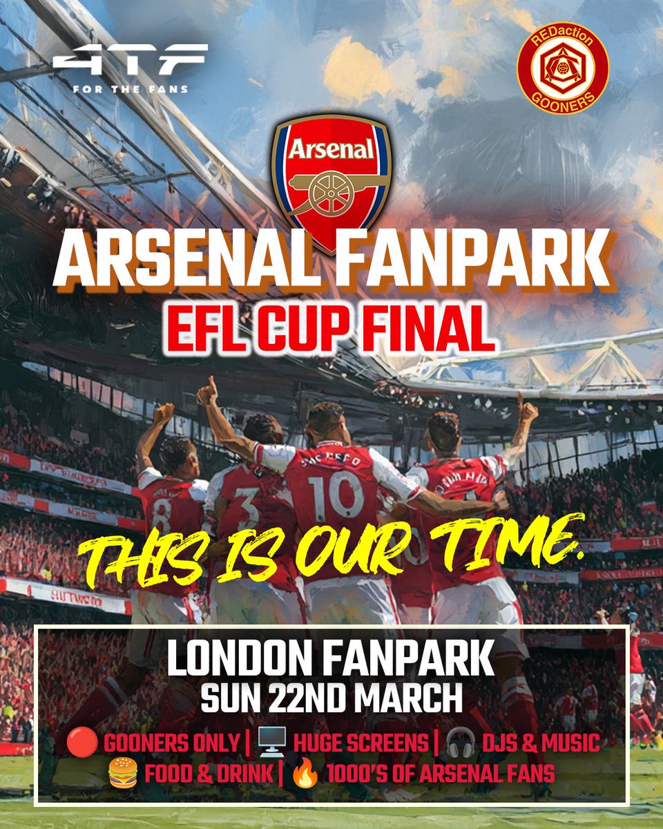 Need somewhere to watch the final?  <a href="/4thefansevents/">4theFans</a> running a 1000+ capacity venue in the City, full of Gooners.  

Ticket link here - use promo code ‘REDACTION’ for 20% off (non-VIP) tickets.

4thefans.tv/event/arsenal-…