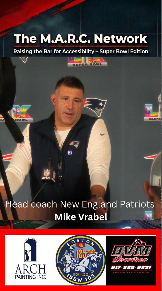 MARCNetworkInc's tweet photo. Bigger than the game. Coach Vrabel 

#NewEnglandPatriots #MikeVrabel #MobilityAwareness #PatriotsNation #superbowl https://t.co/LCBDuWzdgE
