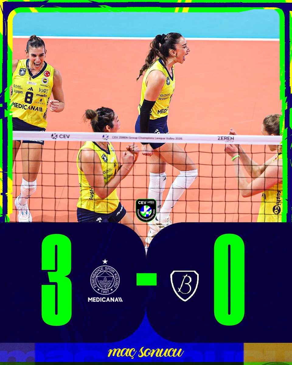 CEV Kadınlar Şampiyonlar Ligi'nde B grubunu 6'da 6 ile lider tamamlıyoruz ve çeyrek finale yükseliyoruz! 💛💙

#SarıMelekler