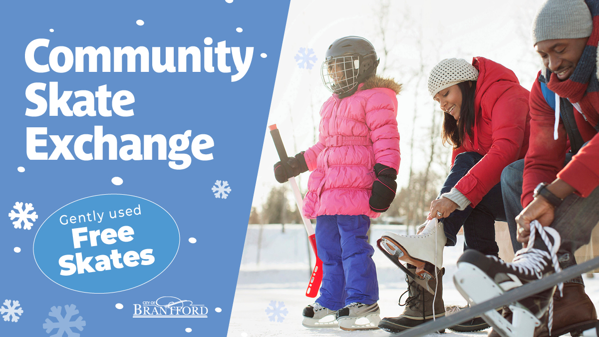 Consider dropping off your unused or outgrown gently used ice skates to the Wayne Gretzky Sports Centre and help residents in need as part of Brantford's Community Skate Exchange. ❄️ ⛸️  Find all the details at brantford.ca/CommunitySkate…